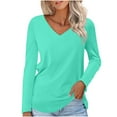 thumbnail image 1 of Timegard Womens Tops V-Neck Long Sleeve Basic Tee Solid Color Comfy Blouse Fall Casual Tunic Tops, 1 of 5