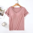 thumbnail image 1 of Timegard Womens Tops with Built in Bras V Neck Loose Comfy Tee Pajamas Summer Casual Short Sleeve Sleepwear, 1 of 7