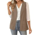 thumbnail image 1 of Timegard Womens Vests Sleeveless Cardigan Dressy Casual Fall Loose Fitting V Neck Open Front Vests Jackets with Pockets,Khaki,M, 1 of 8