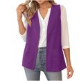 thumbnail image 1 of Timegard Womens Vests Sleeveless Cardigan Dressy Casual Fall Loose Fitting V Neck Open Front Vests Jackets with Pockets,Purple,XL, 1 of 8