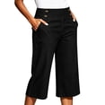 thumbnail image 1 of Timegard Womens Wide Leg Capri Jeans High Waisted Button Stretchy Loose Pull on Denim Cropped Pants with Pockets, 1 of 8