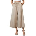 thumbnail image 1 of Timegard Womens Wide Leg Capri Pants Elastic Waisted Drawstring Casual Loose Crop Pants with Pockets, 1 of 5