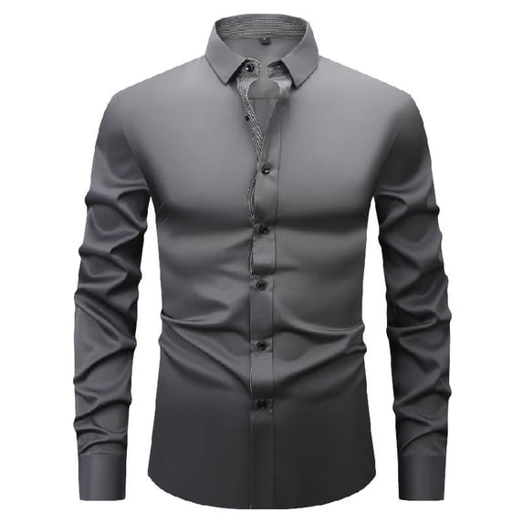 Timegard Work Tops for Men Button down Long Sleeve Shirts Business Formal Lapel Neck Fitting Tops Fall