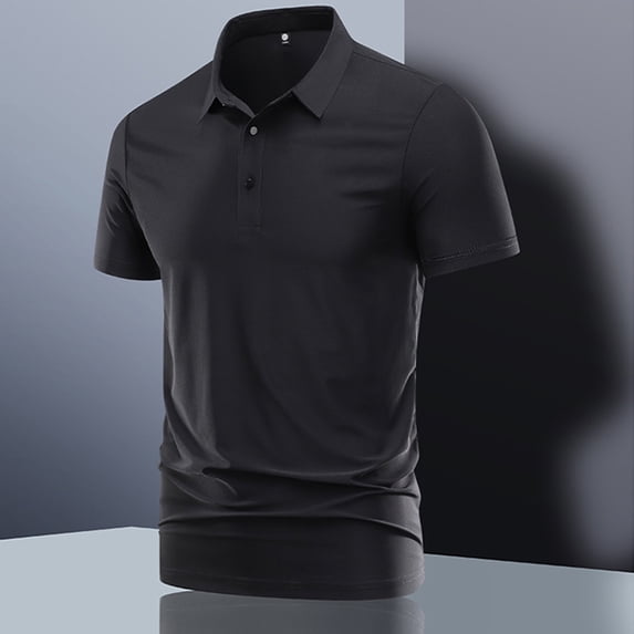 Timegard Work Tops for Men Short Sleeve T Shirts Summer Business Casual Lapel Neck Button Tee Shirts