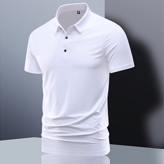 Timegard Work Tops for Men Short Sleeve T Shirts Summer Business Casual Lapel Neck Button Tee Shirts