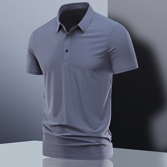 Timegard Work Tops for Men Short Sleeve T Shirts Summer Business Casual Lapel Neck Button Tee Shirts