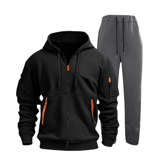 Timegard Workout Sets for Men Zip up Hoodies Sweatshirts Joggers Lightweight Athletic Running Outfits