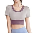 thumbnail image 1 of Timegard Workout Tops for Women Cropped Scoop Neck Athletic Running Tee Shirts Quick Dry Color Block Tops, 1 of 5