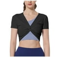 thumbnail image 1 of Timegard Workout Tops for Women Front Knot Short Sleeve Slim Crop Tops Athletic Running Tee Shirts, 1 of 4