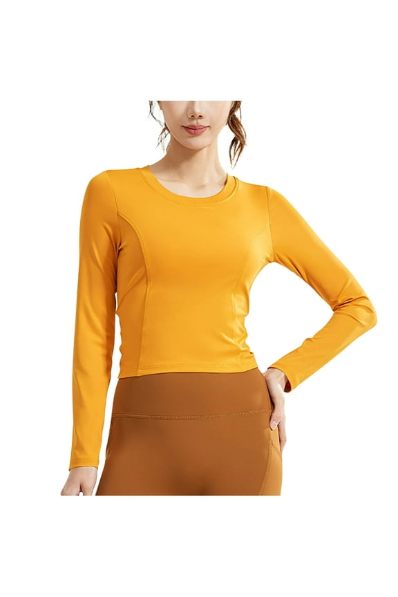 Workout Tops for Women Long Sleeve Back Cutout Ruched Drawstring Cropped Athletic Yoga Tee