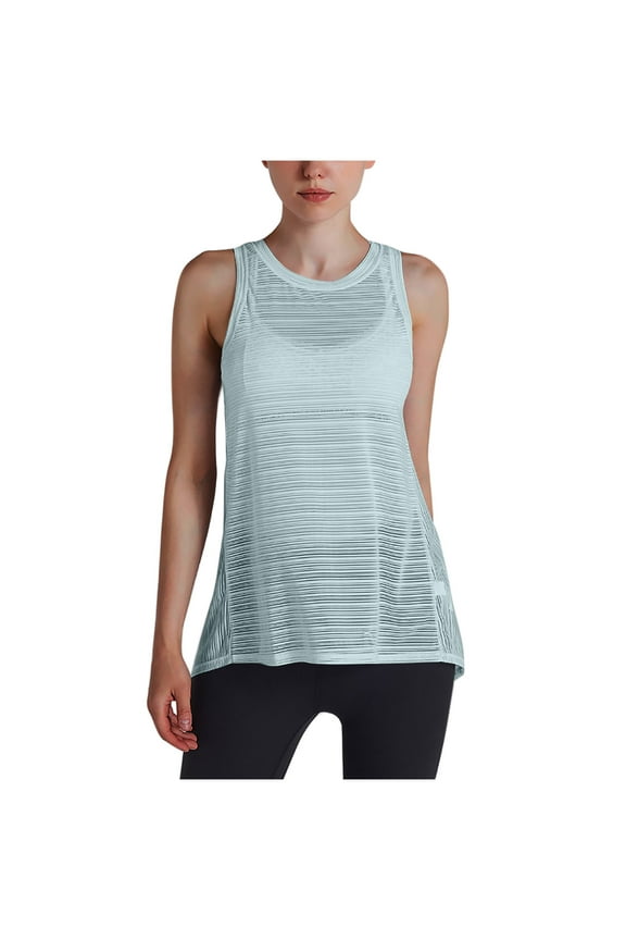 Workout Tops for Women Round Neck Back Split Hollow out Loose Lightweight Running Tank Top
