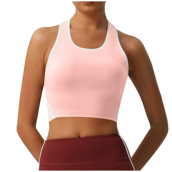 Timegard Workout Tops for Women Round Neck Cropped Tank Top Yoga Gym Sports Bras Slim Athletic Tee