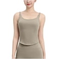 thumbnail image 1 of Timegard Workout Tops for Women Square Scoop Neck Cropped Fitting Athletic Yoga Tank Top Built in Bras, 1 of 4