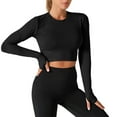 thumbnail image 1 of Timegard Workout Tops for Women Sun Protective Long Sleeve Thumb Hole Crop Tops Athletic Yoga Gym Tops, 1 of 3