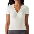 thumbnail image 1 of Timegard Workout Tops for Women V Neck Drop Shoulder Slim Stretch Yoga Gym Tee Cropped Shirts Tops, 1 of 8
