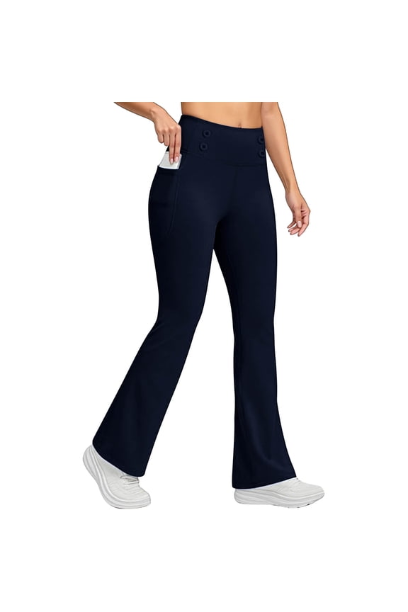 Yoga Pants Women High Waist Boot Cut Stretch Lightfleece Workout Legging Pants with Pockets