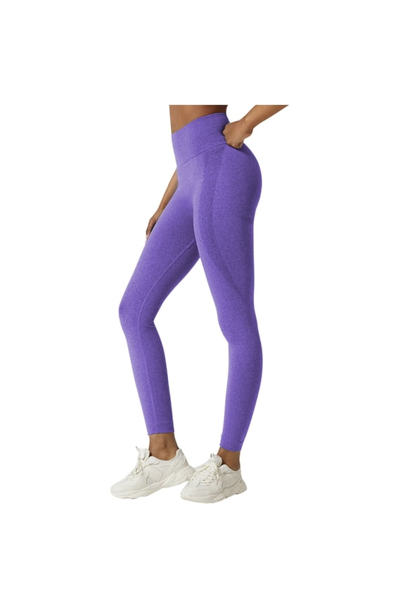 Yoga Pants Women High Waist Stretch Workout Leggings Solid Color Breathable Athletic Pants Tight