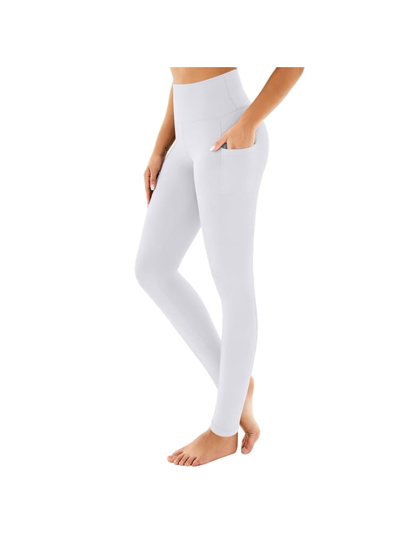 Yoga Pants Women Workout Leggings High Waist Butt Lighting Skinny Stretch Running Gym Pants with Pockets(White,XXL)
