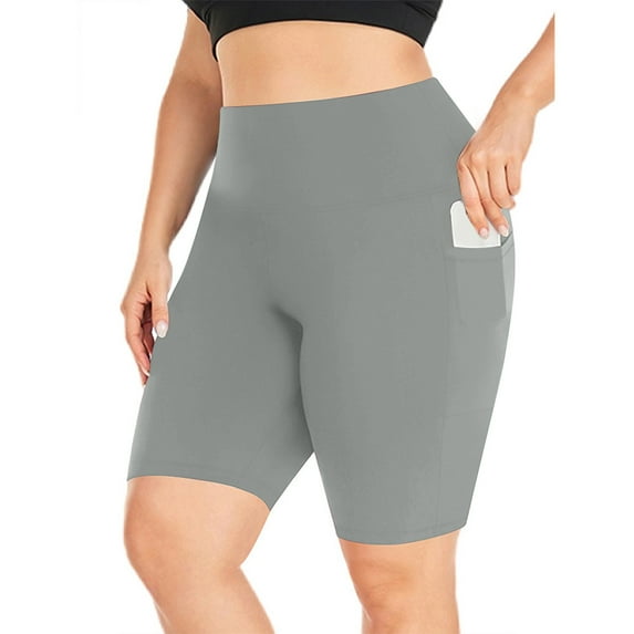 Timegard Yoga Shorts for Women Plus Size Skinny Stretch Comfy Short Leggings Running Shorts with Pockets