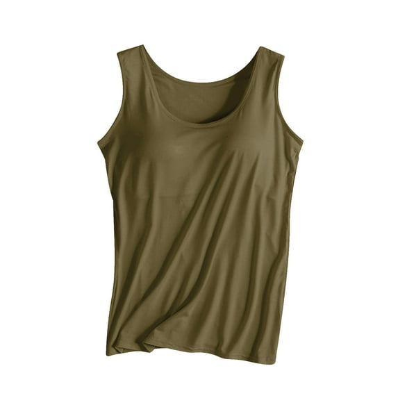 Timegard Yoga Tank Tops for Women Built in Bra Wide Strap Comfy Soft Sleepwear Sleeveless Workout Undershirt