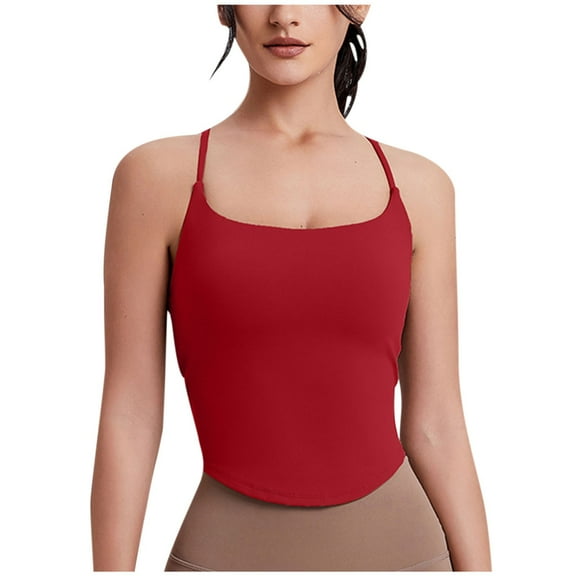 Timegard Yoga Tank Tops for Women Scoop Neck Back Crisscross Stretch Skinny Workout Running Gym Tops