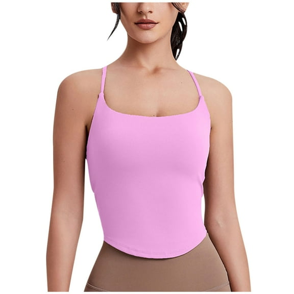 Timegard Yoga Tank Tops for Women Scoop Neck Back Crisscross Stretch Skinny Workout Running Gym Tops