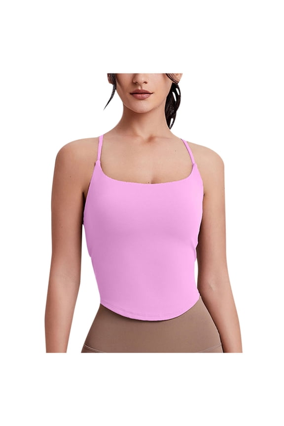 Yoga Tank Tops for Women Scoop Neck Back Crisscross Stretch Skinny Workout Running Gym Tops