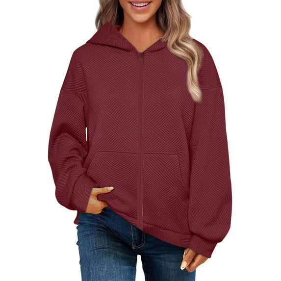 Timegard Zip up Hoodies for Women Drop Shoulder Sweatshirts Jackets Fall Winter Long Sleeve Cardigans