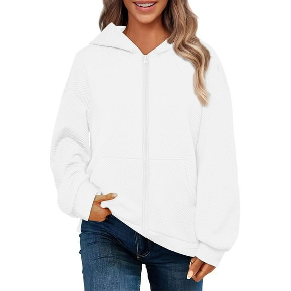 Timegard Zip up Hoodies for Women Drop Shoulder Sweatshirts Jackets Fall Winter Long Sleeve Cardigans