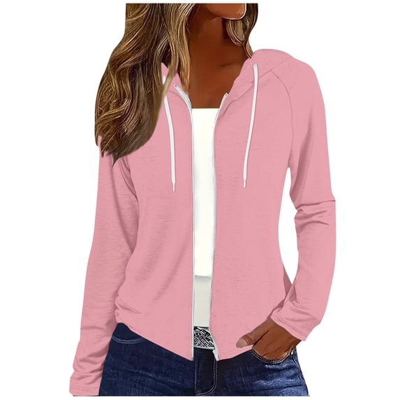 Timegard Zip up Hoodies for Women Long Sleeve Full Zipper Sweatshirts Casual Comfy Fitting Tunic Jackets