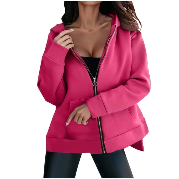 Timegard Zip up Hoodies for Women Long Sleeve Side Split Sweatshirts Pullover Fall Jacket with Pockets
