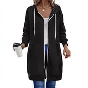 Zip up Hoodies for Women Plus Size Sweatshirts Long Coat Fall Winter Outwear with Pockets