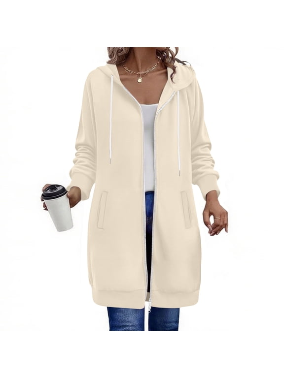 Zip up Hoodies for Women Plus Size Sweatshirts Long Coat Fall Winter Outwear with Pockets
