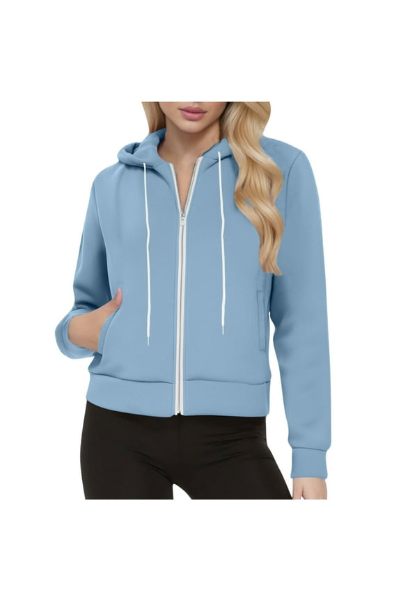 Zip up Hoodies for Women Sweatshirts Long Sleeve Comfy Pullover Fall Fashion Jackets with Pockets