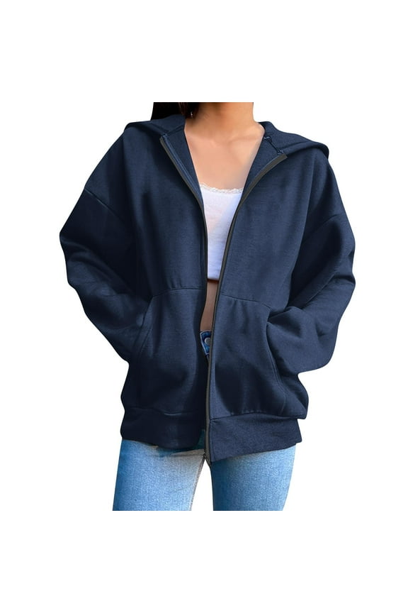 Sweatshirt Jackets for Women Zip up Hoodies Long Sleeve Outerwear Fall Clothing with Pockets