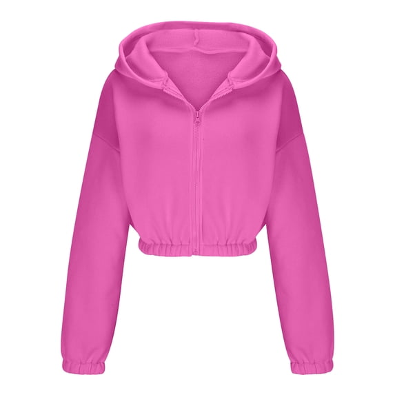 Timegard Zip up Jackets for Women Cropped Hoodies Sweatshirts Fall Casual Loose Athletic Jackets Tops