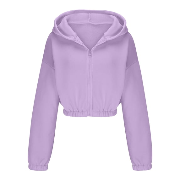 Timegard Zip up Jackets for Women Cropped Hoodies Sweatshirts Fall Casual Loose Athletic Jackets Tops