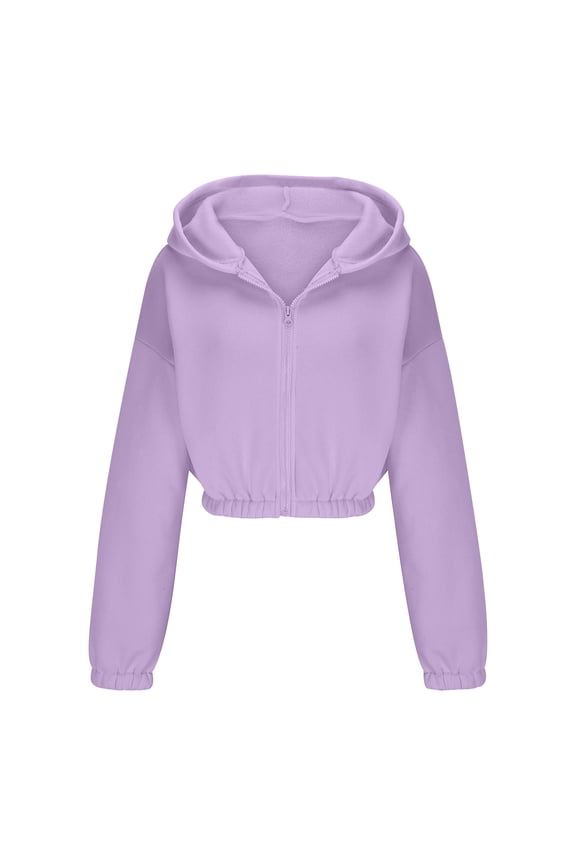 Zip up Jackets for Women Cropped Hoodies Sweatshirts Fall Casual Loose Athletic Jackets Tops