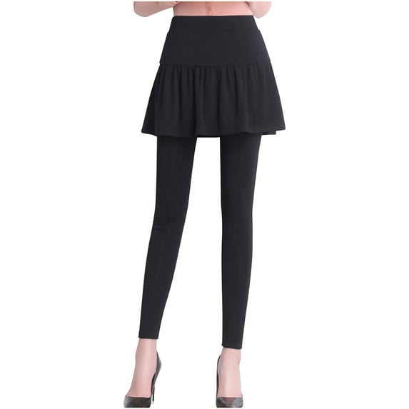 Timegrad 2 in 1 Skirted Leggings for Women Plus Size Winter Athletic Casual Warm Thick Thermal Trousers