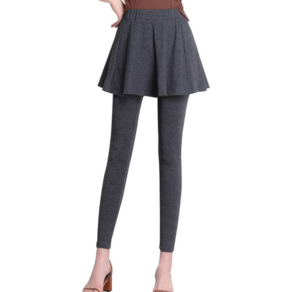 Timegrad 2 in 1 Skirted Leggings for Women Plus Size Winter Athletic Casual Warm Thick Thermal Trousers