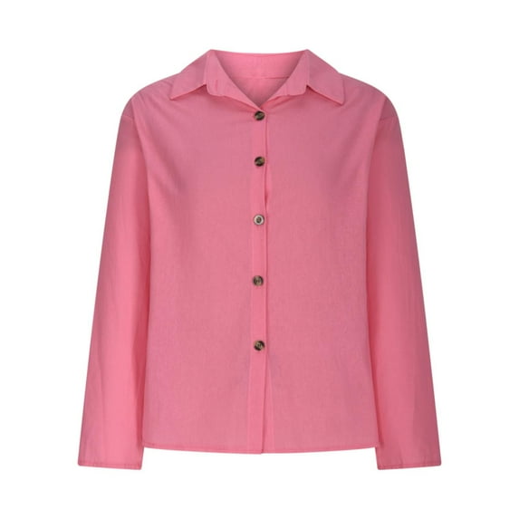 Timegrad Cotton Linen Tops for Women Lightweight Button up Shirts Blouse Solid Color Long Sleeve Tops