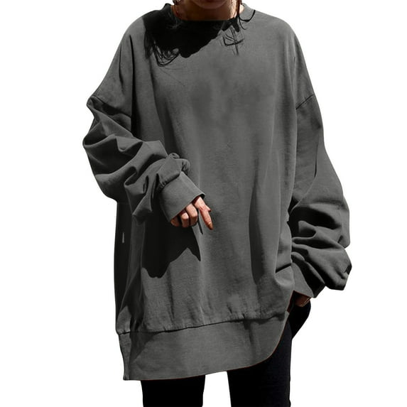 Timegrad Crewneck Sweatshirts for Women Plus Size Casual Loose Drop Shoulder Long Sleeve Pullover Tops