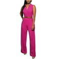 thumbnail image 1 of Timegrad Jumpsuits for Women Casual Comfy Sleeveless Button Straight Leg Rompers Fall Solid Color Outfits, 1 of 1