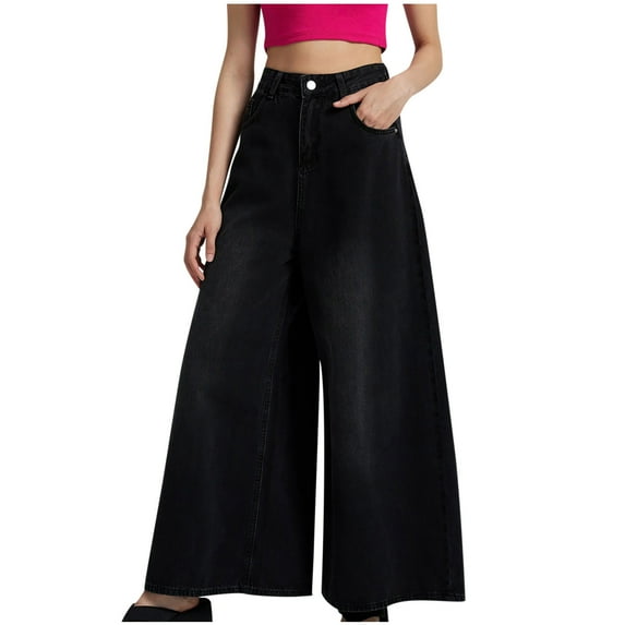 Timegrad Wide Leg Pants for Women High Waisted Jean Pants Classic Loose Denim Pants Fall Streetwear