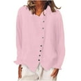 thumbnail image 1 of Timegrad Womens Tops Cotton Linen Long Sleeve Button up Irregularly Blouse Fall Dressy Casual Loose Shirts, 1 of 6