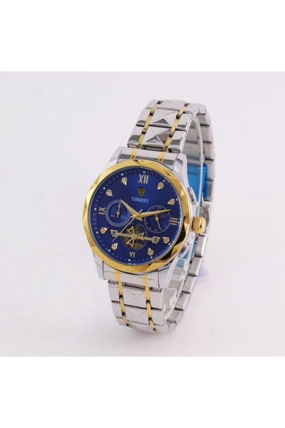 TimekeY Watches for Men, Mens Watches Quartz Gold Stainless Steel Waterproof Luminous Business Calendar Wrist Watch