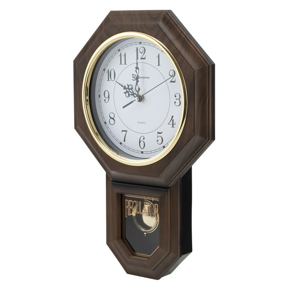 Timekeeper Essex 18.75" Modern Pendulum Wall Clock (Faux Wood), 180WAGMPT