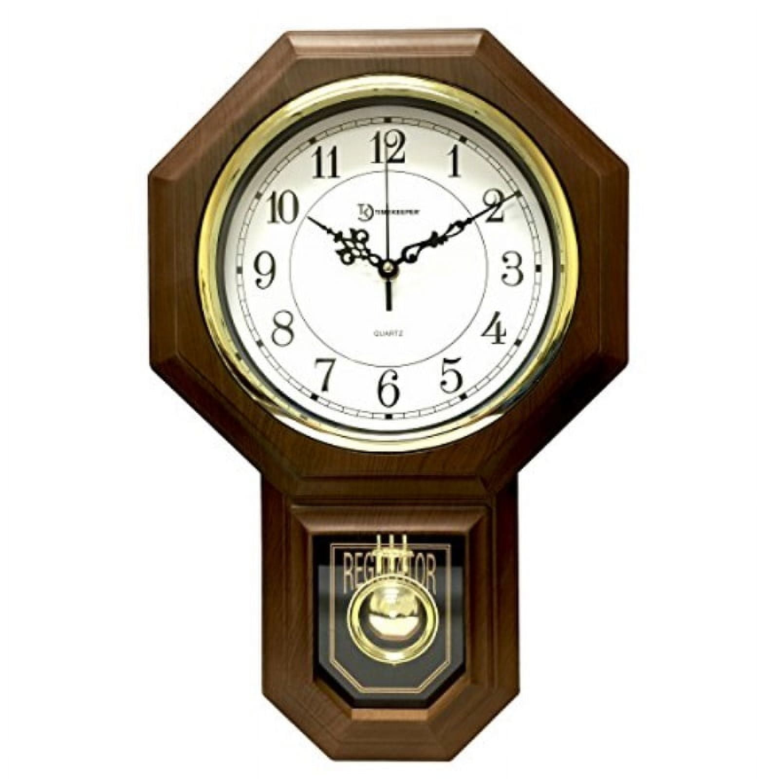 Walnut Hexagonal Pendulum Wall Clock with Westminster Chime