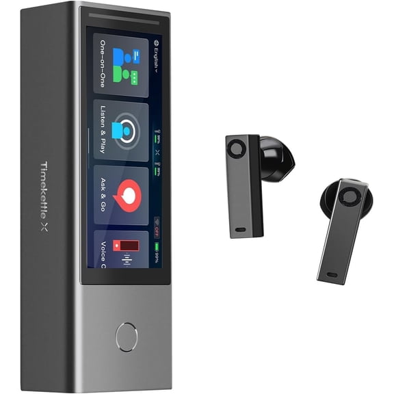 Timekettle X1 AI Language Translator with Touchscreen Hub, Real-Time Two-Way Translation, Online & Offline Translation, Translation Earbuds, Multi-Mode for Travel, Meetings & Business