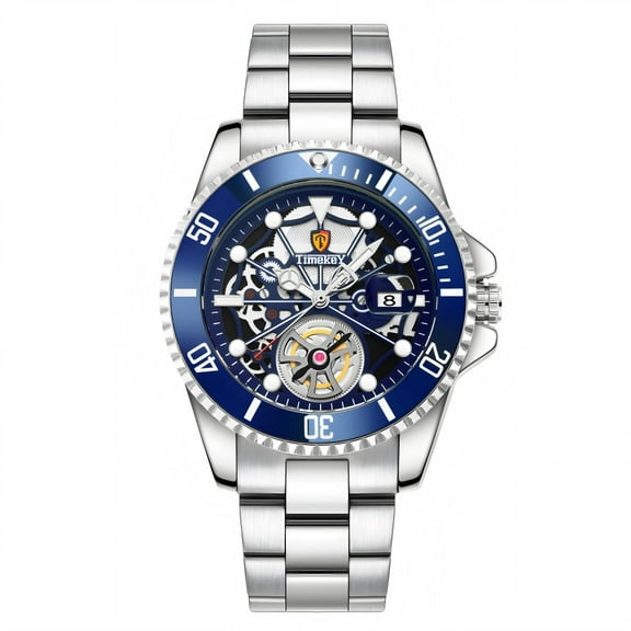 Timekey Quartz Wristwatch Men's Skeleton Mechanical Watch - a Gentleman's Watch with a Distinguished Taste for Precision Timekeeping!
